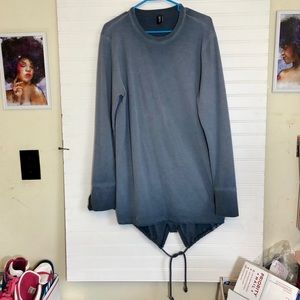 DRVN Men's Long Sleeve Grey Blue Drawstring Shirt